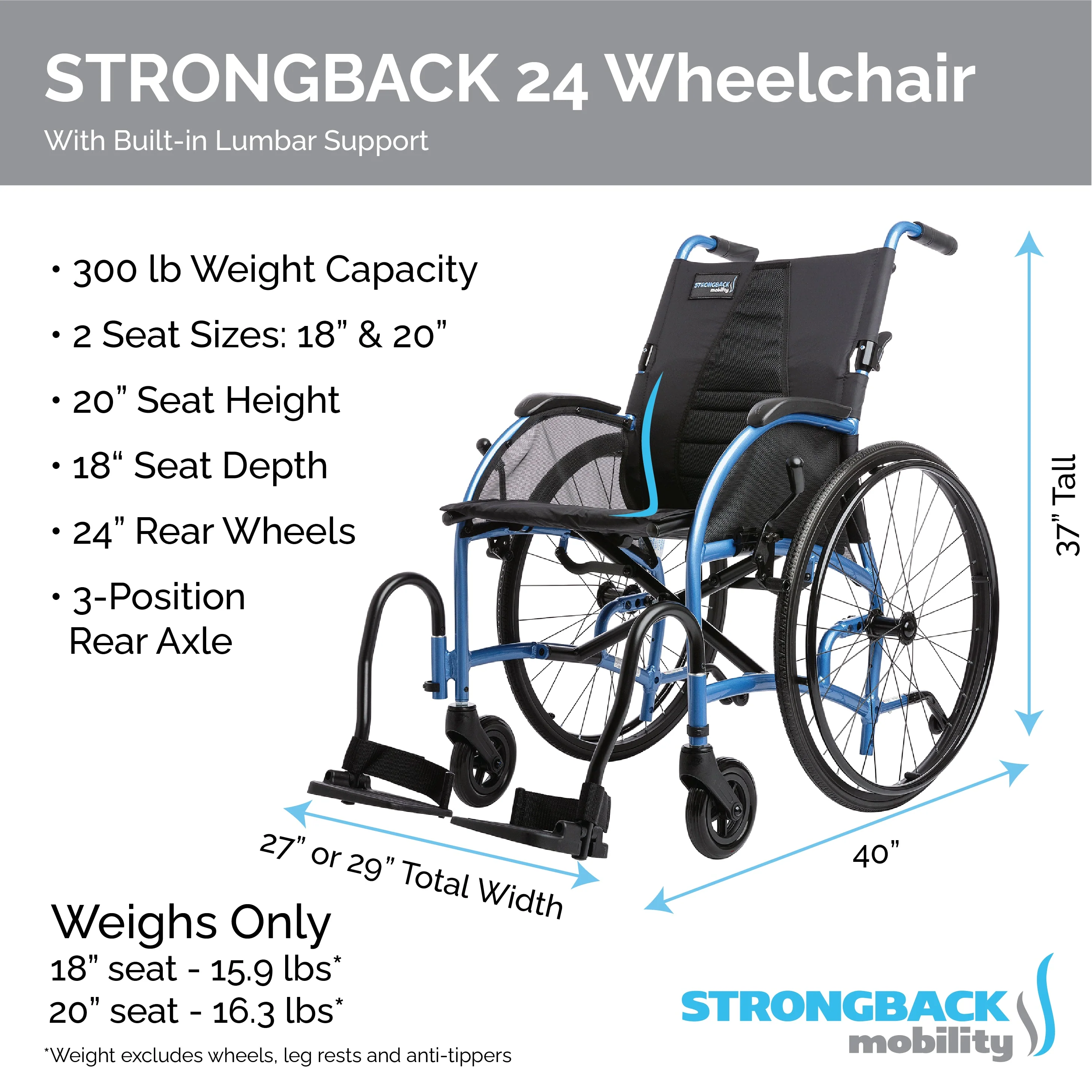 STRONGBACK Comfort 24 Wheelchair - Image 2
