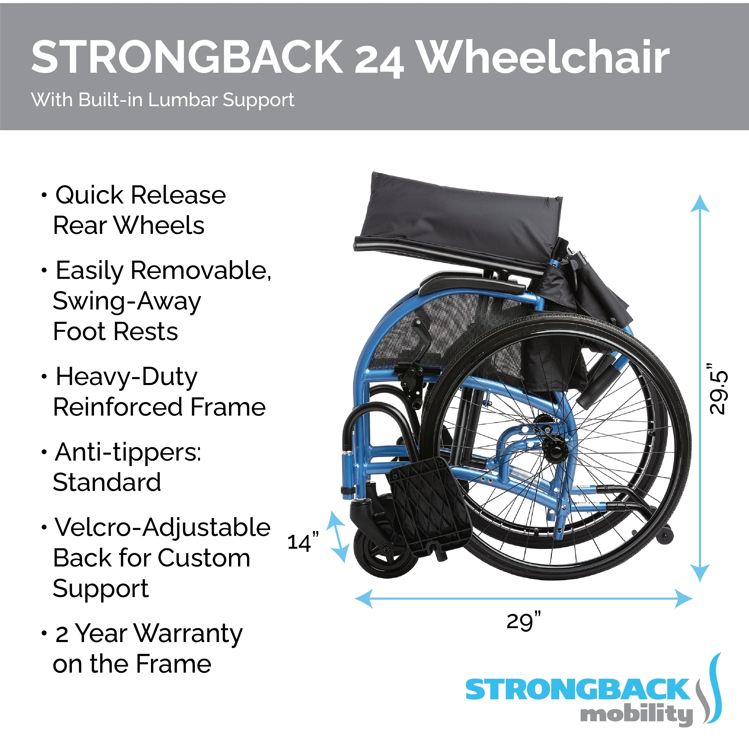STRONGBACK Comfort 24 Wheelchair - Image 8