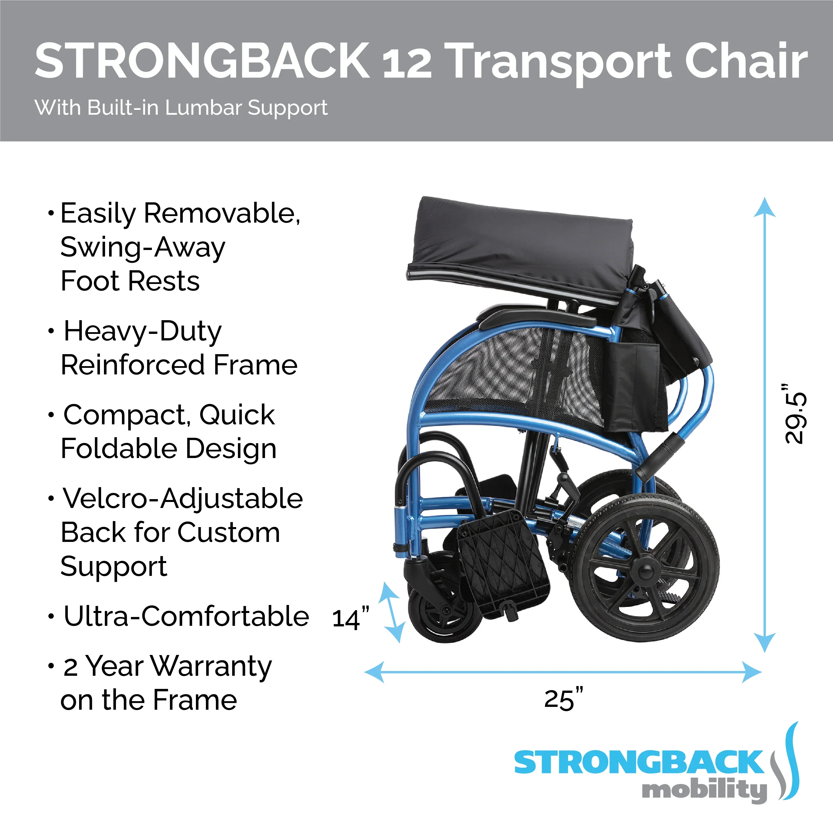 STRONGBACK Excursion : 12 Transport Wheelchair - Image 5