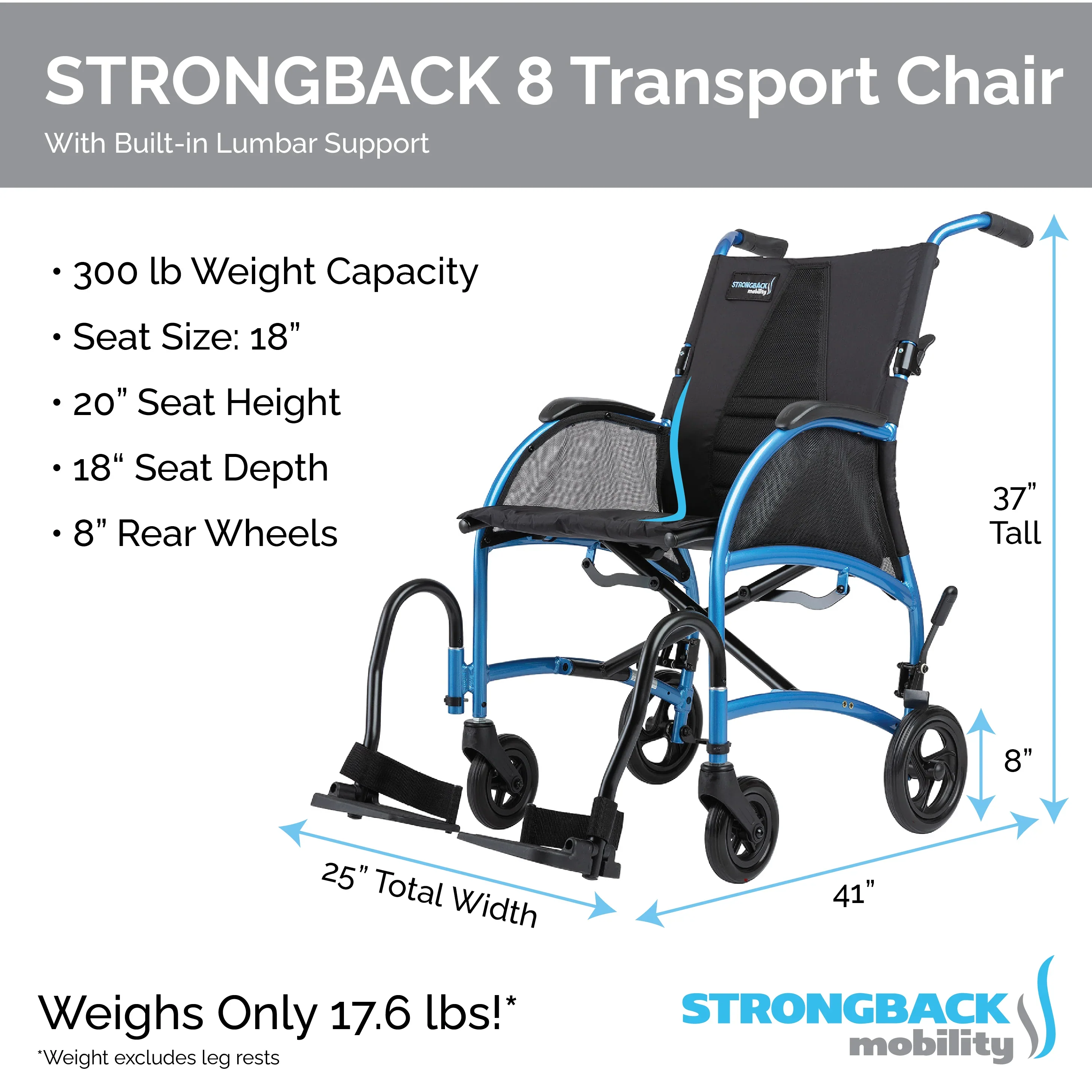 STRONGBACK Excursion : 8 Transport Wheelchair - Image 3