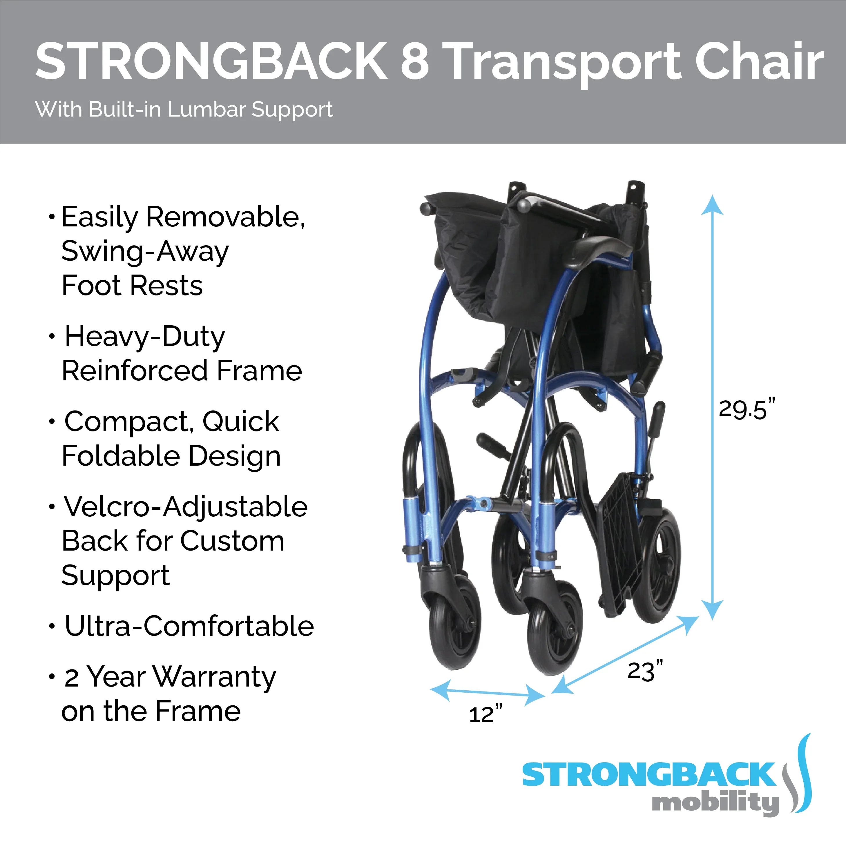 STRONGBACK Excursion : 8 Transport Wheelchair - Image 5