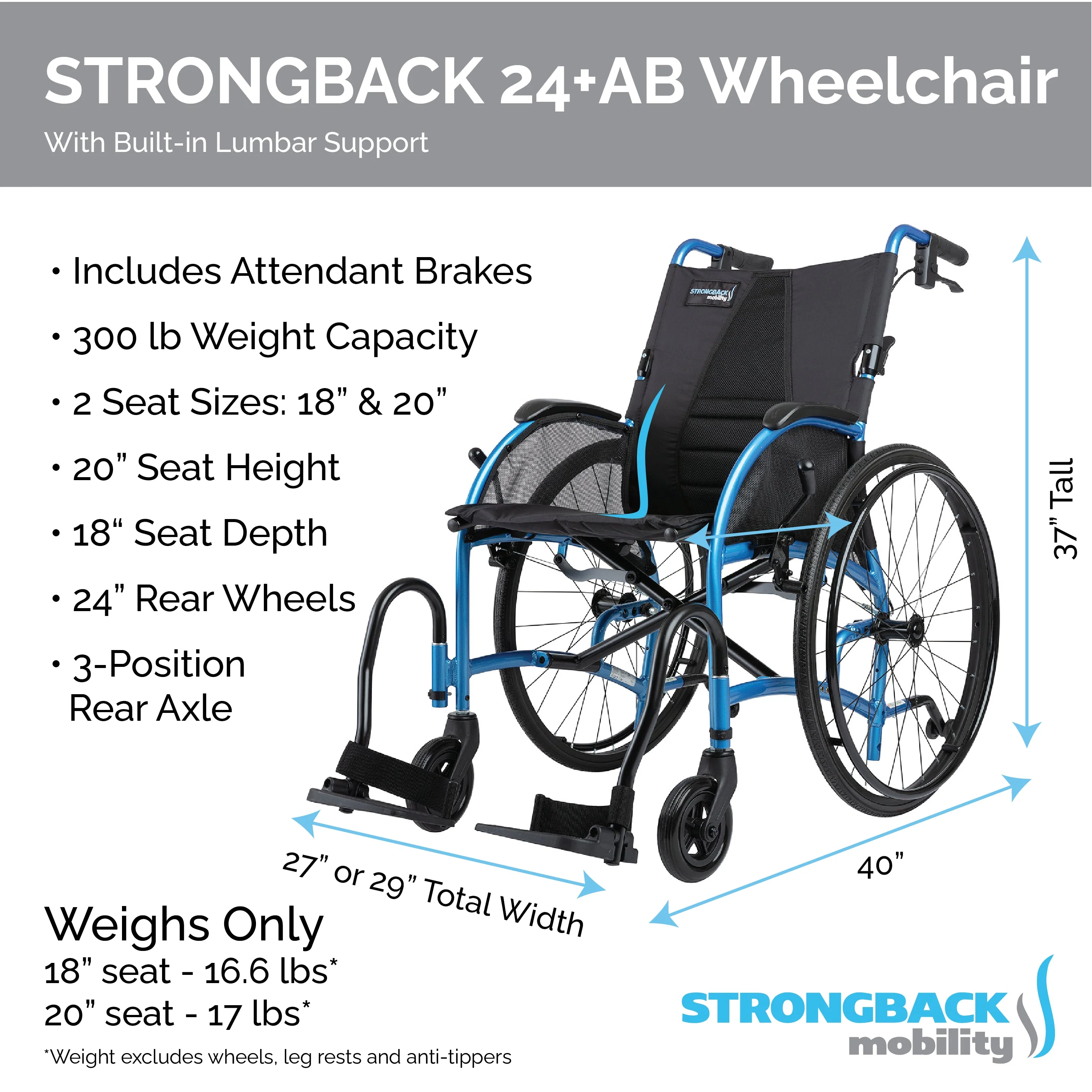 STRONGBACK Comfort 24+AB Wheelchair (1007AB / 1010AB) - Image 5