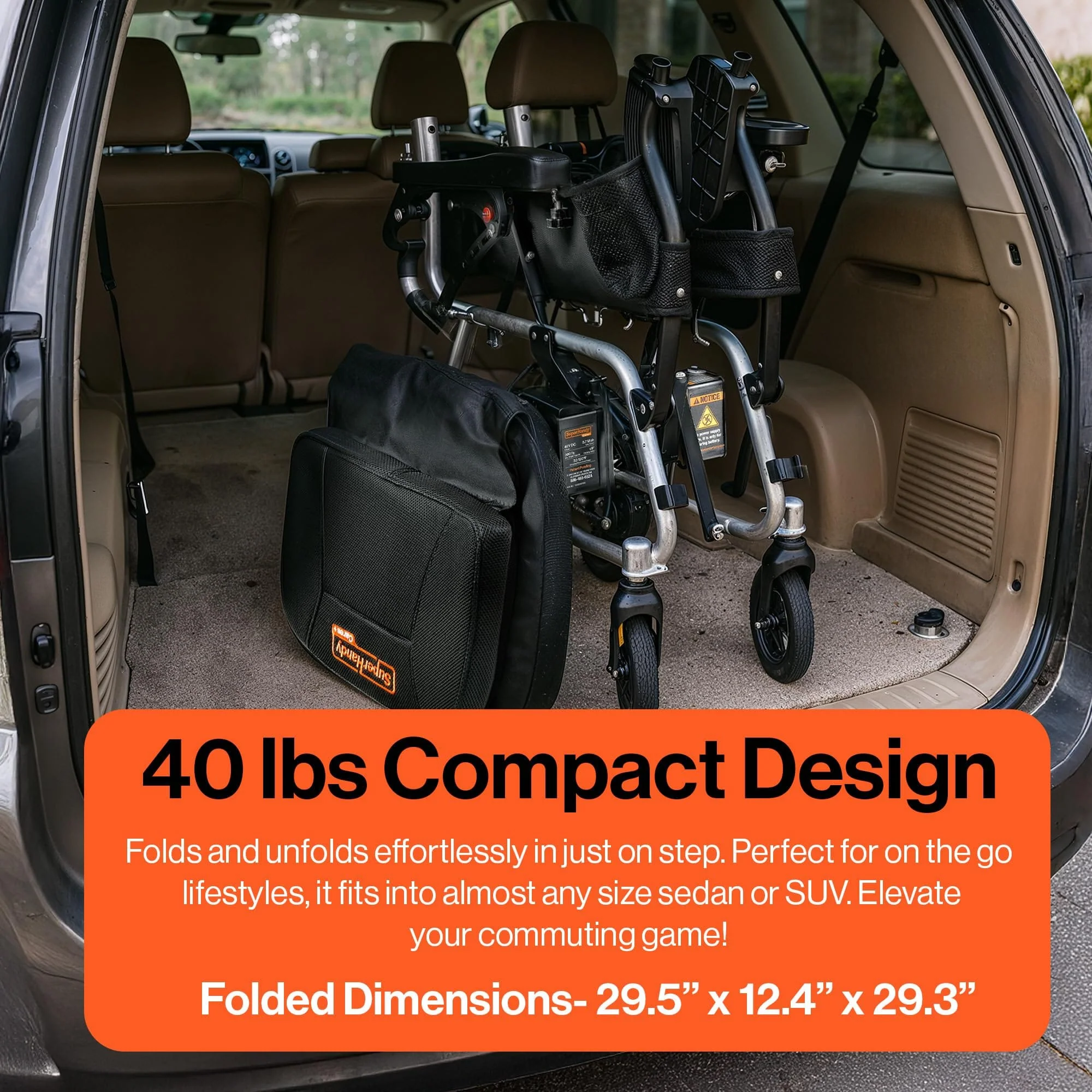 SuperHandy GoRide 2 Plus Folding Power Wheelchair, 300 lb Capacity - Image 7