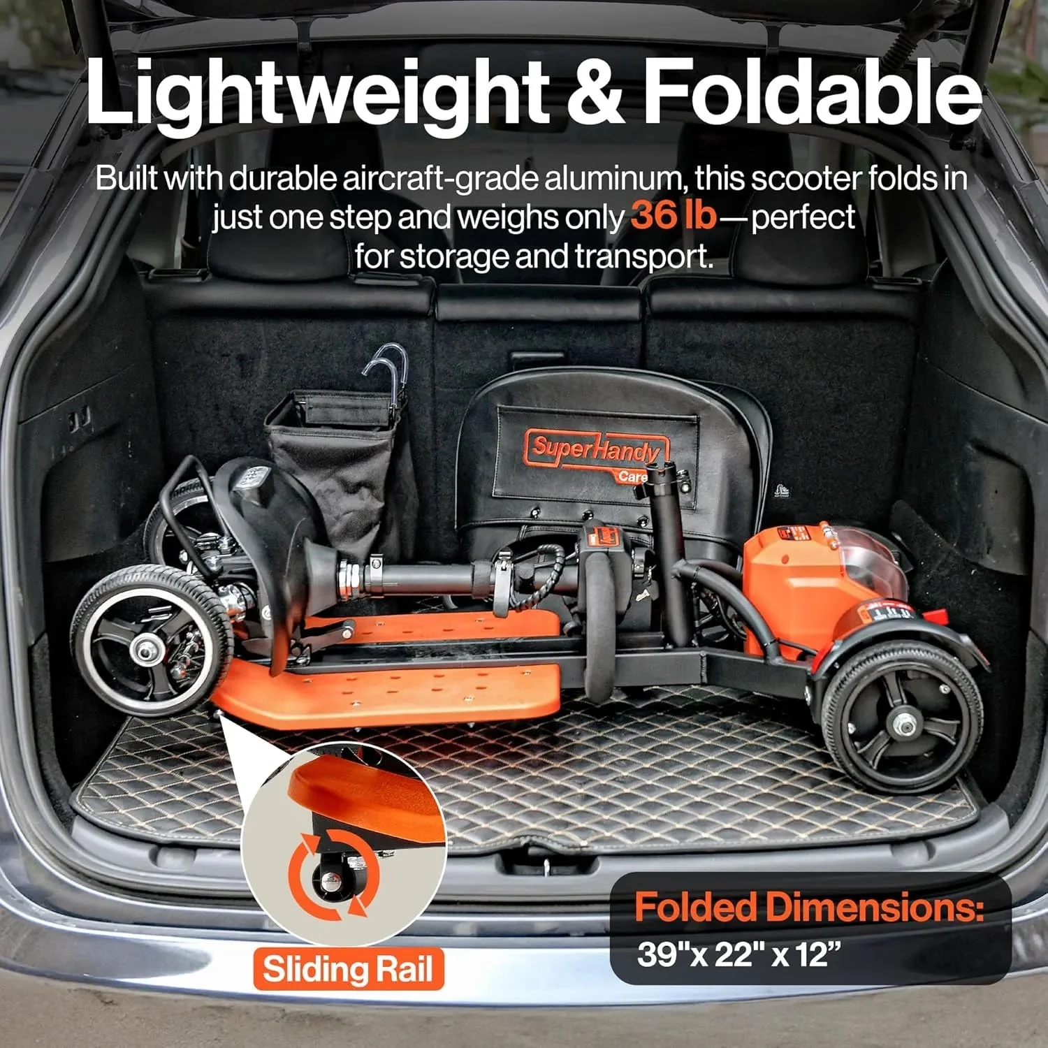 SuperHandy Passport Prime Folding Mobility Scooter with Auto E-Brake - Image 9